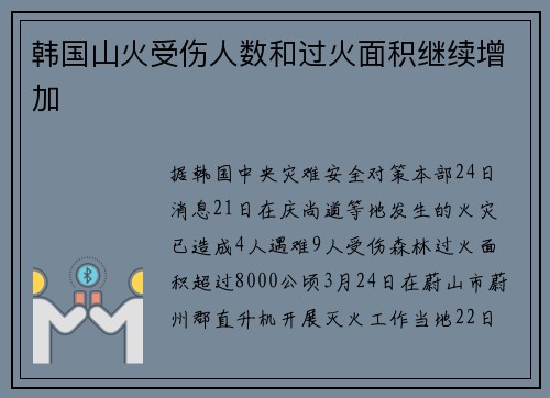 韩国山火受伤人数和过火面积继续增加